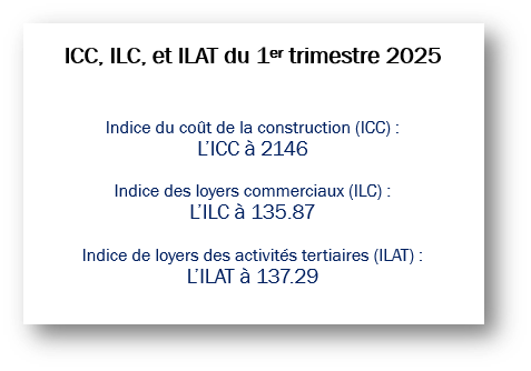 ICC, ILC et ILAT du 1er trimestre 2025